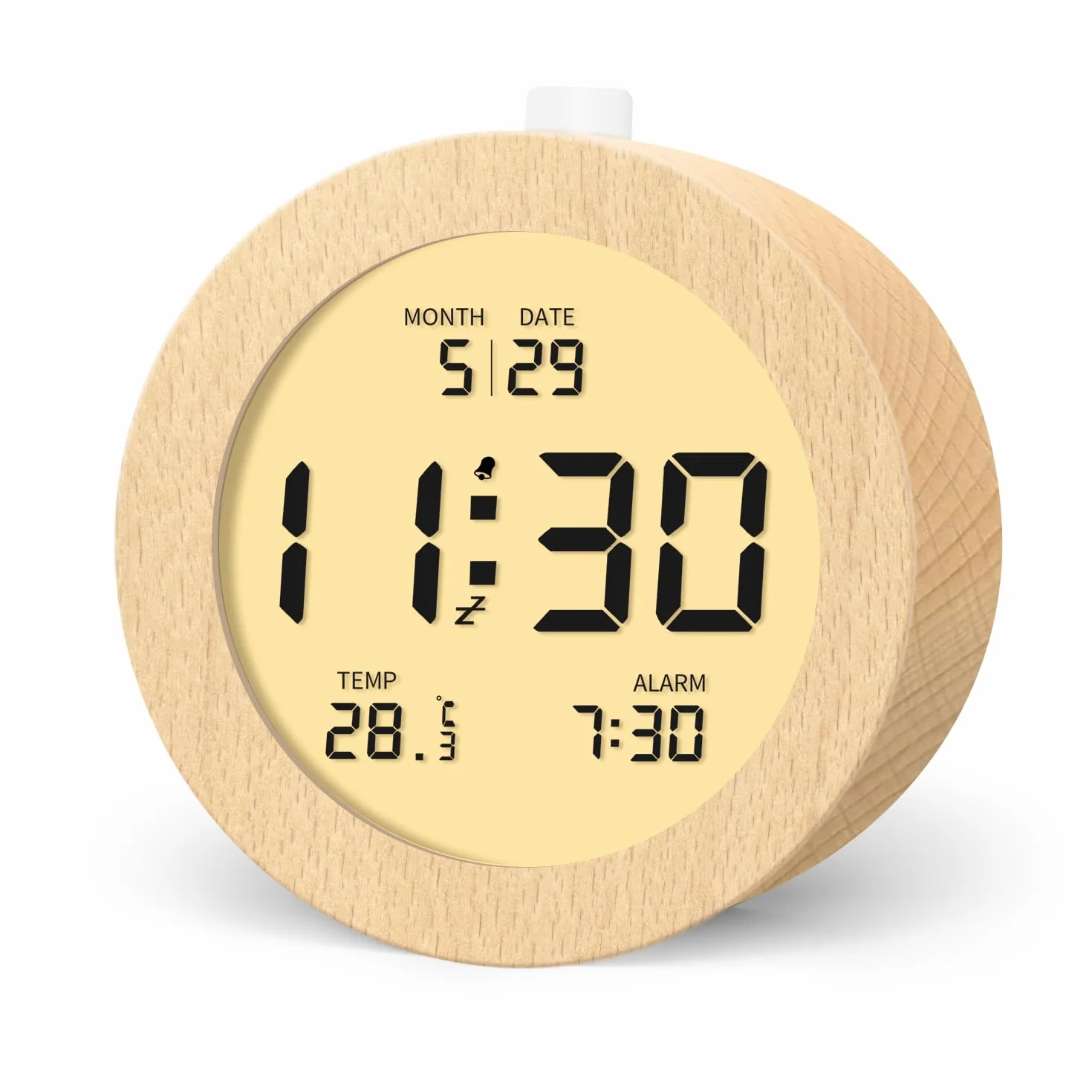 aboveClock Despertador Digital, Despertador De Madera con Pantalla LCD Que Muestra Temperatura Y Fecha, Función Snooze, Retroiluminación, Funciona con 3 Pilas AAA (Pilas No Incluidas)