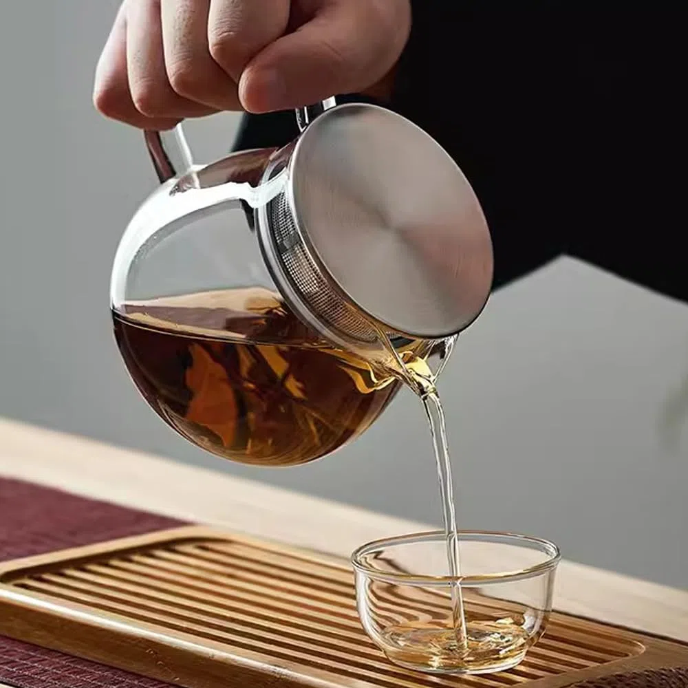 Tetera de cristal con tapa con colador de acero inoxidable, 500 ml