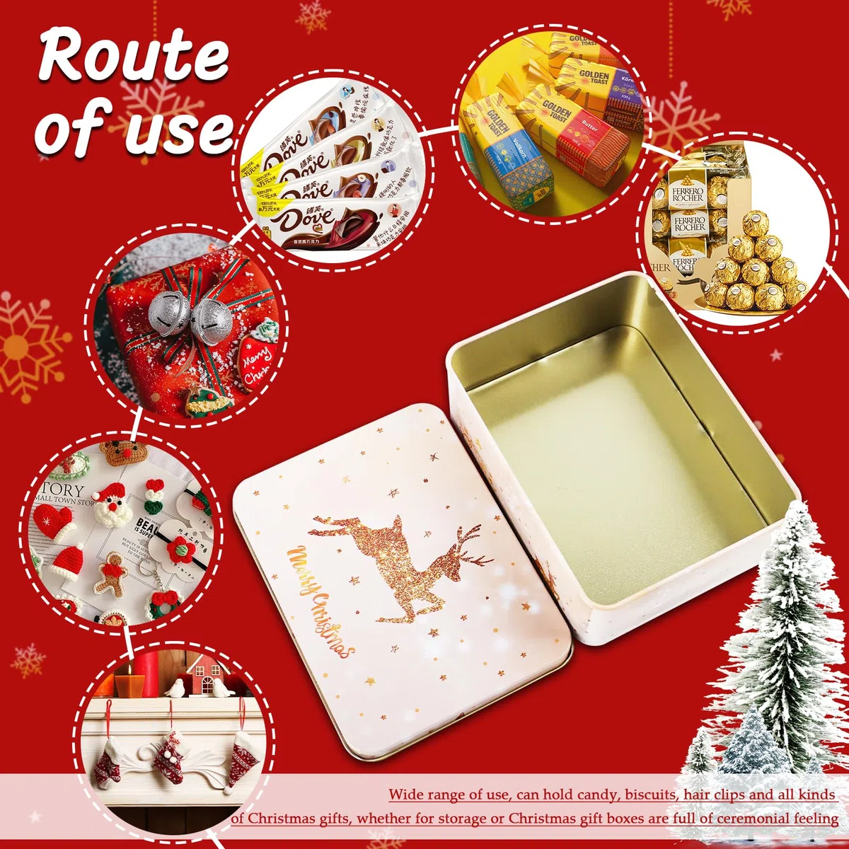 8 cajas de metal con tapa, mini cajas de galletas navideñas, latas de almacenamiento de Navidad, mini latas de metal para dulces y aperitivos