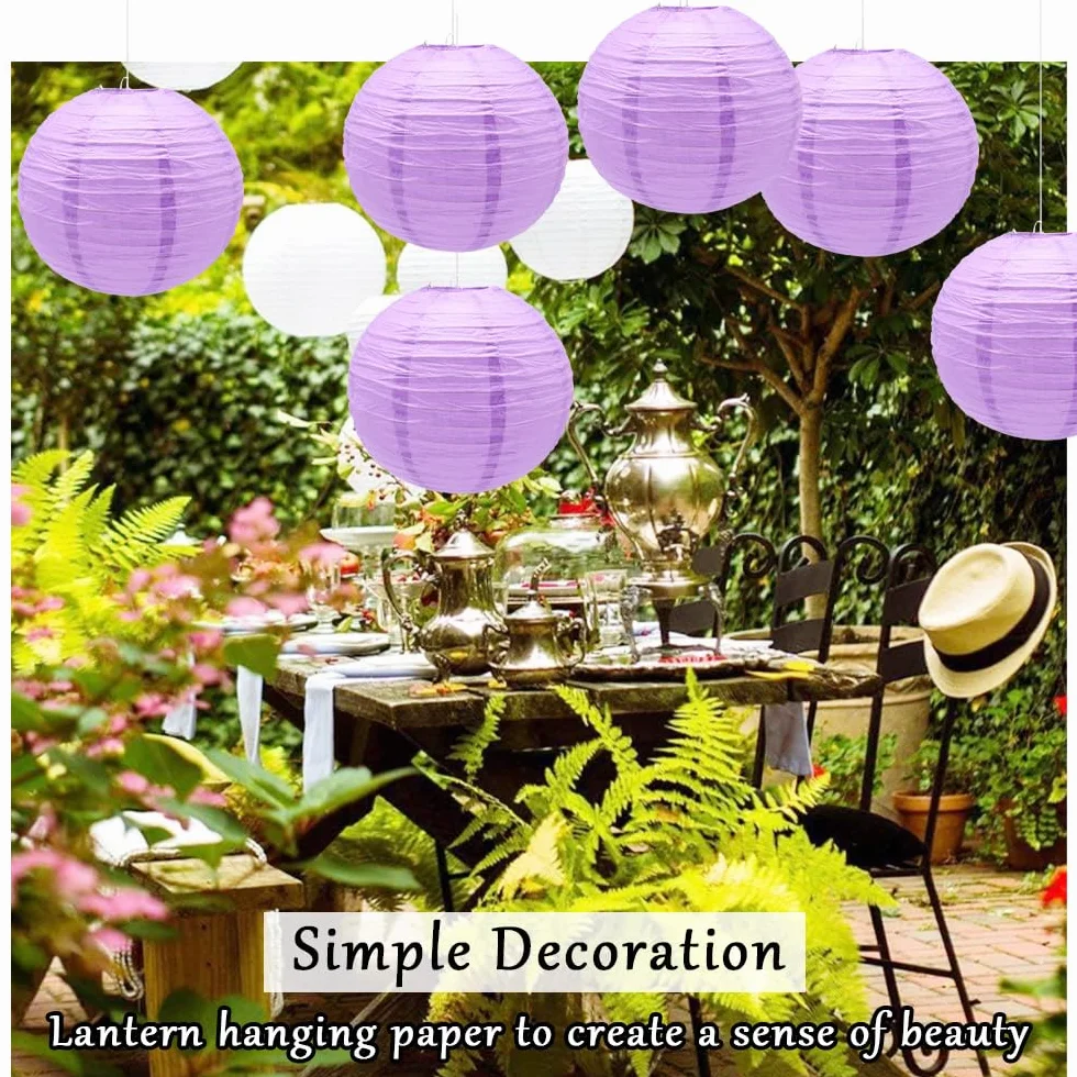 6 farolillos de papel de 30 cm redondos para colgar de papel, farolillos de papel para decorar luces y decoraciones para bodas, cumpleaños, diámetro (ZDL/Purple)