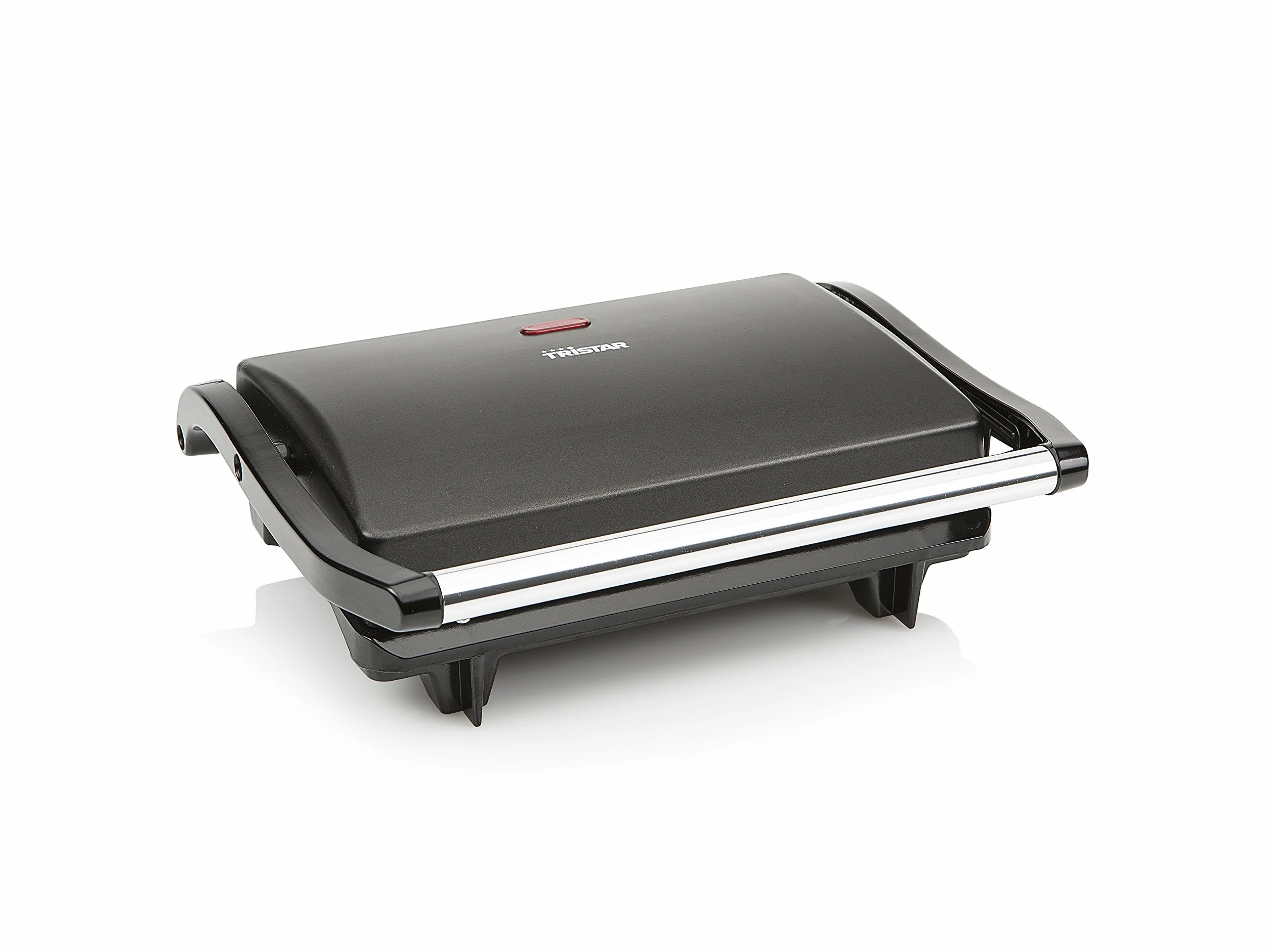 Tristar GR-2650 Parrilla eléctrica con superficie de cocinado de 22.5 x 14 cm, revestimiento antiadherente, tapa flotante, libre de BPA y PFOA, almacenamiento para el cable, 700 W, Color Negro