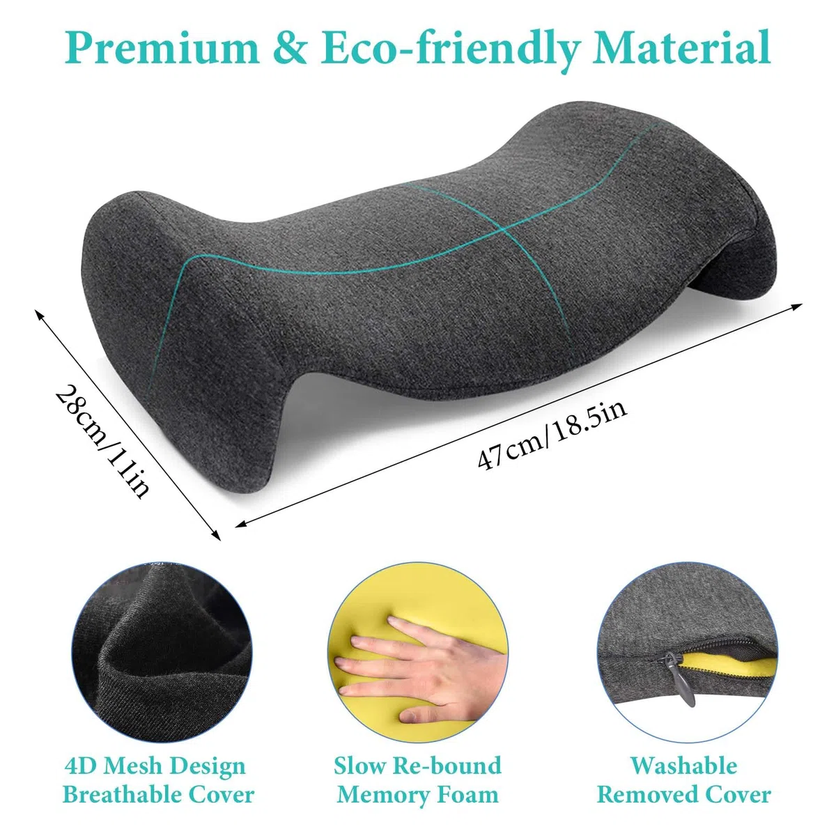 Almohada de Apoyo Lumbar para Dormir, Almohada de Apoyo Lumbar para Cama, Cojín Ergonómico de Apoyo Lumbar para Dormir, Almohada de Apoyo de Espalda, Almohada de Apoyo para la Cintura