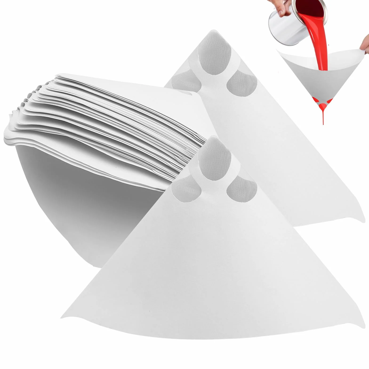 50 Piezas Colador de Pintura, Nailon Desechable Coladores de Papel de Pintura Embudo de Pintura con Punta de Filtro, Filtro de Pintura para Aparatos de Pintura por Pulverización