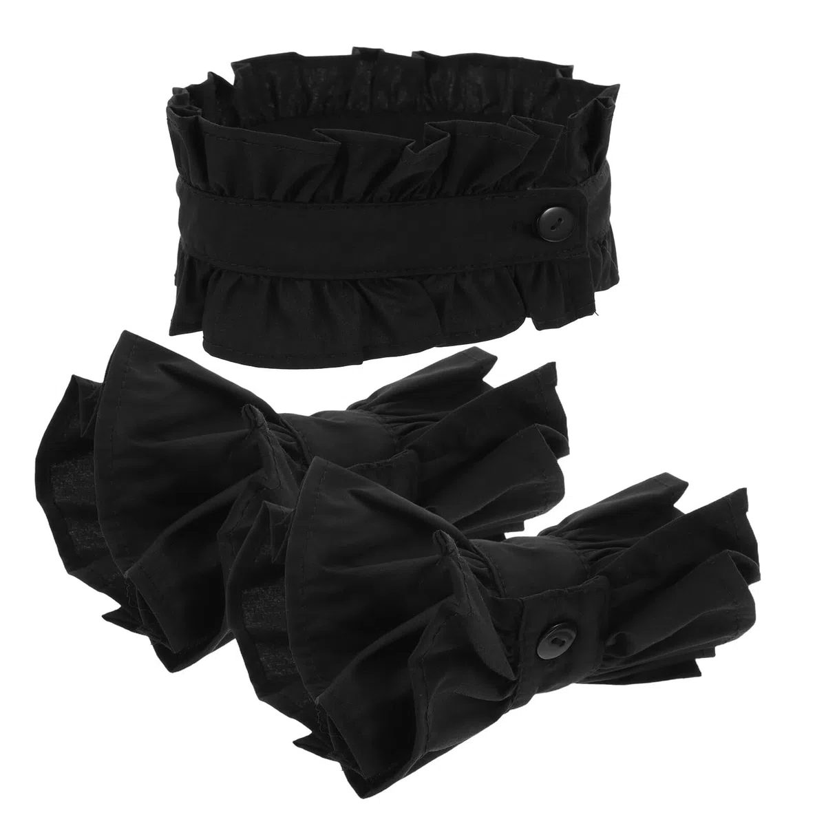 SEWACC Cuello y Puños Falsos Plisados de Algodón para Mujer, Conjunto Desmontable Negro Ribete de Encaje Victoriano, Accesorios de Manga para Camisas, Adecuado para Fiestas y Uso Casual