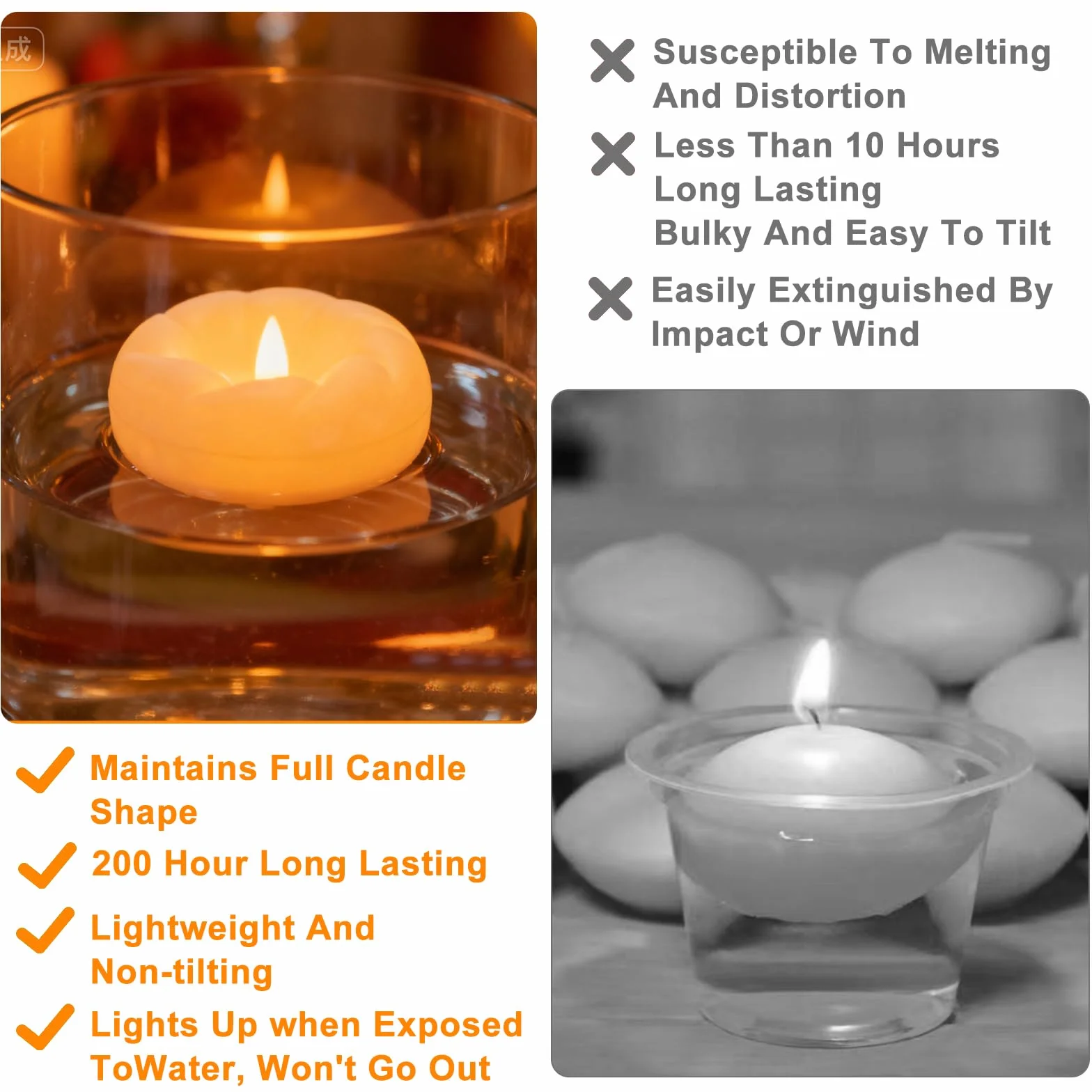 HENGBIRD 6 Velas LED Flotantes, Velas de Té de 5,5 cm, Resistentes al Agua, Funciona con Pilas, sin Llama, para Centro de Boda, Baño, Piscina, Fuente