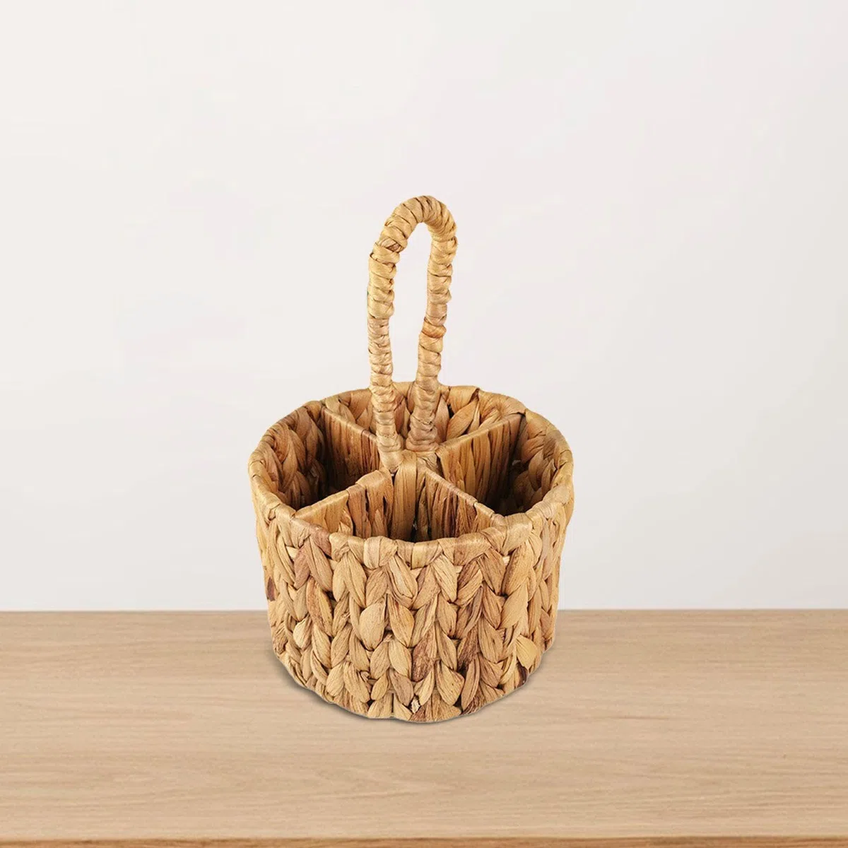 Organizador de cubiertos de mimbre, soporte para utensilios dividido, organizador de utensilios de cocina para fiestas
