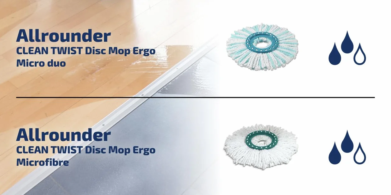 Leifheit Ersatzkopf Mop Juego de 2 Cabezales de Repuesto para Disco, icrofibra, Blanco, 44.5 x 35 x 27 cm