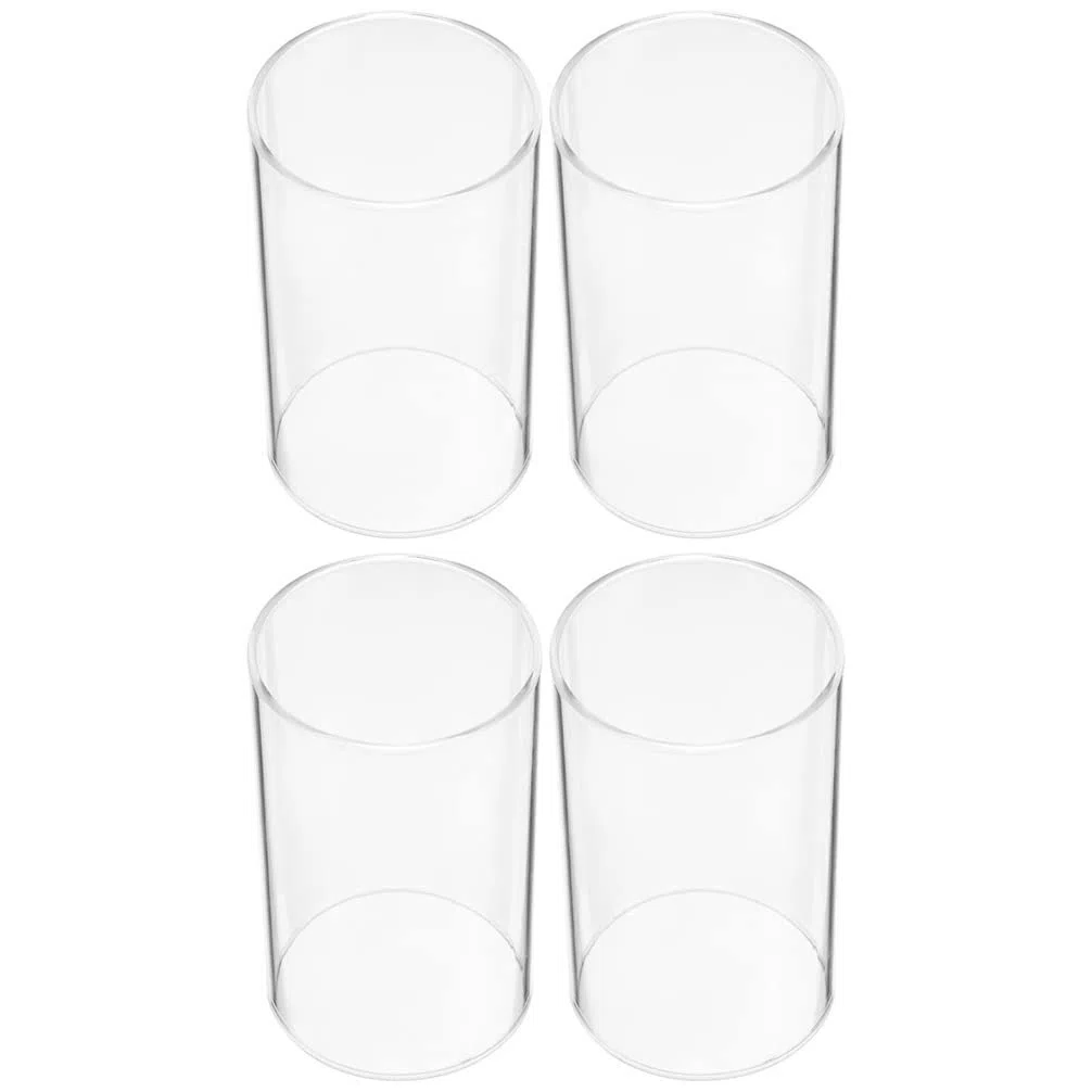 Garneck Cilindro de cristal sin base, 6 cm de diámetro, para interior y exterior, transparente, portavelas de 4 unidades, 20 x 6 x 6 cm, de cristal, para fiesta, hogar, banquete, al aire libre