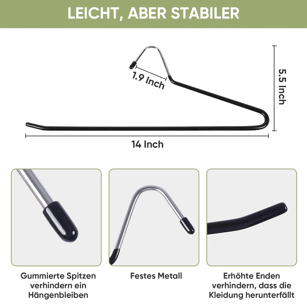 Set de 12 Perchas para Pantalones, Antideslizante Perchero Ahorradoras de Espacio con 5 Clips, Estante para Pantalones Multifuncionales para Pantalone, Jeans, Ropa, Toallas (Negro)