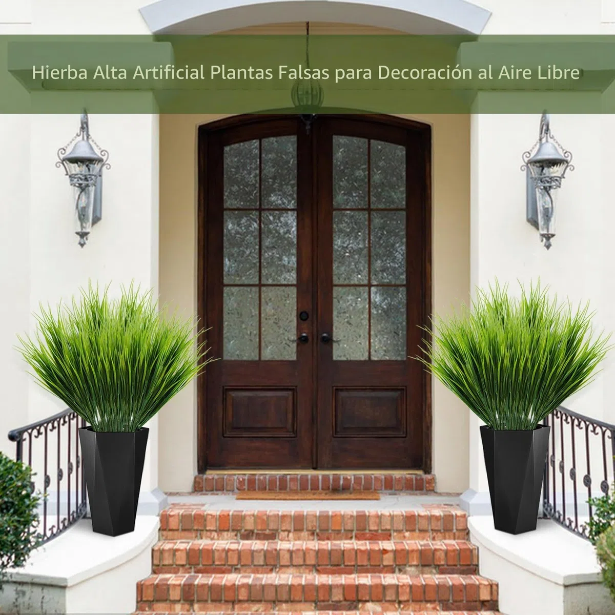 16 plantas de césped artificial, arbustos de trigo de imitación de 40 cm, plantas artificiales de hierba alta para decoración al aire libre, tallos de vegetación artificial para decoración