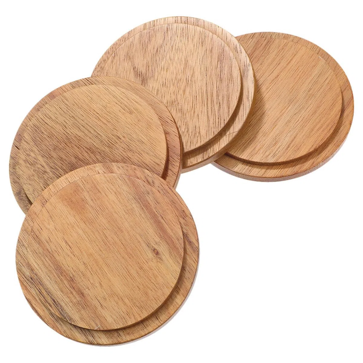 Tapas de Madera para Vasos de Vidrio y Cerámica 4 Unidades Redondas de Madera de Acacia 85 CM Fundas Reutilizables Multiusos para Tazas Cubiertas para Decoración y