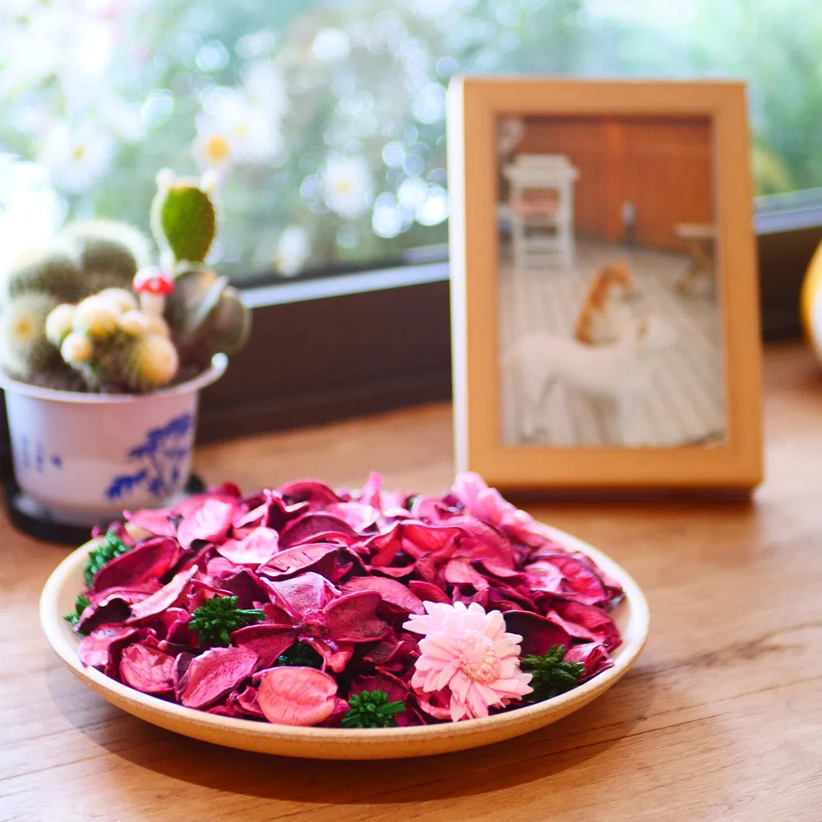 Qingbei Rina Popurrí de primavera aroma, decoración de popurrí de rosas, popurrí de flores de flores D'ekorative florero, bolsitas de frangrance para el hogar, 90 g