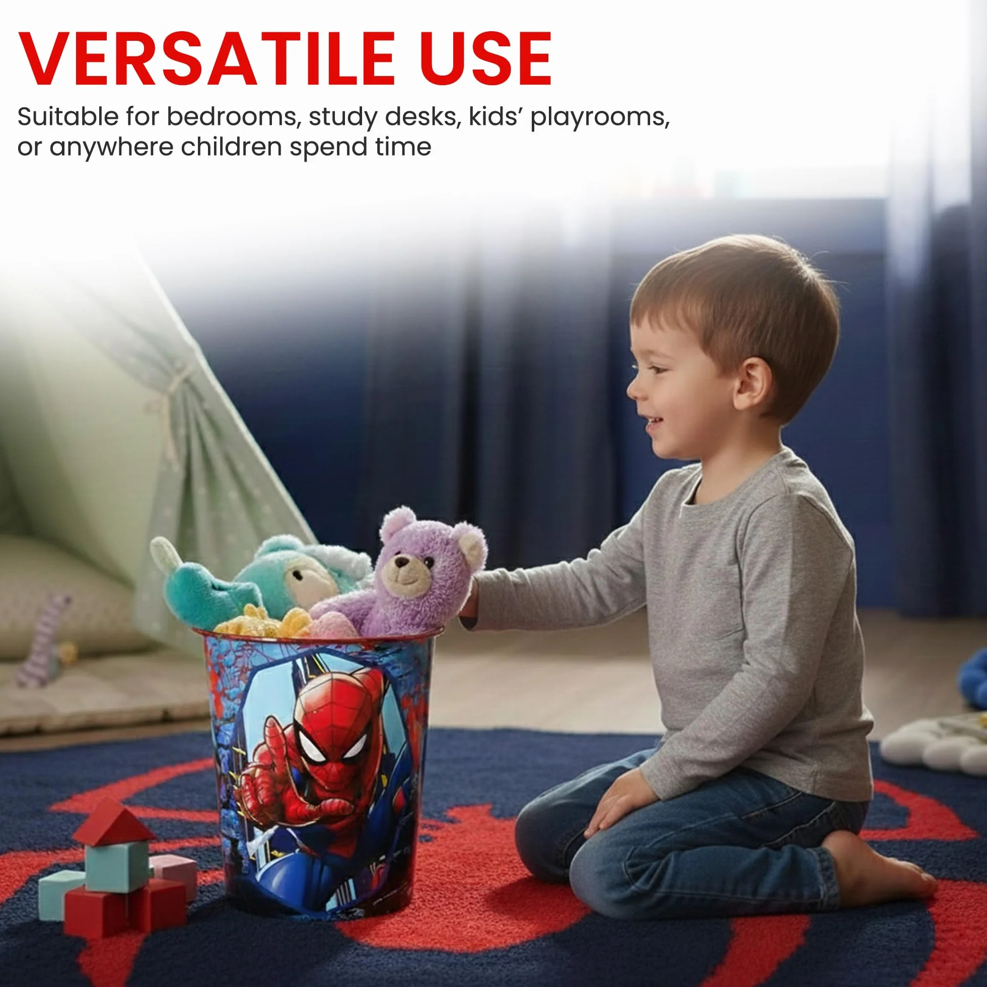Spiderman - Cubo de basura para niños, para dormitorio, estudio, escritorio
