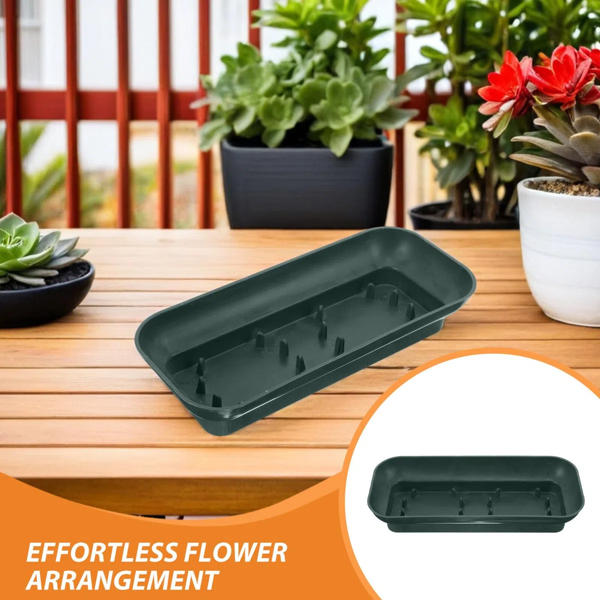 Bandeja Rectangular para Arreglos de Flores 6 Piezas, Base de Plástico con Agujas para Fijar Espuma y Tallos, Soporte Reutilizable para Decoración de Iglesias, Bodas y