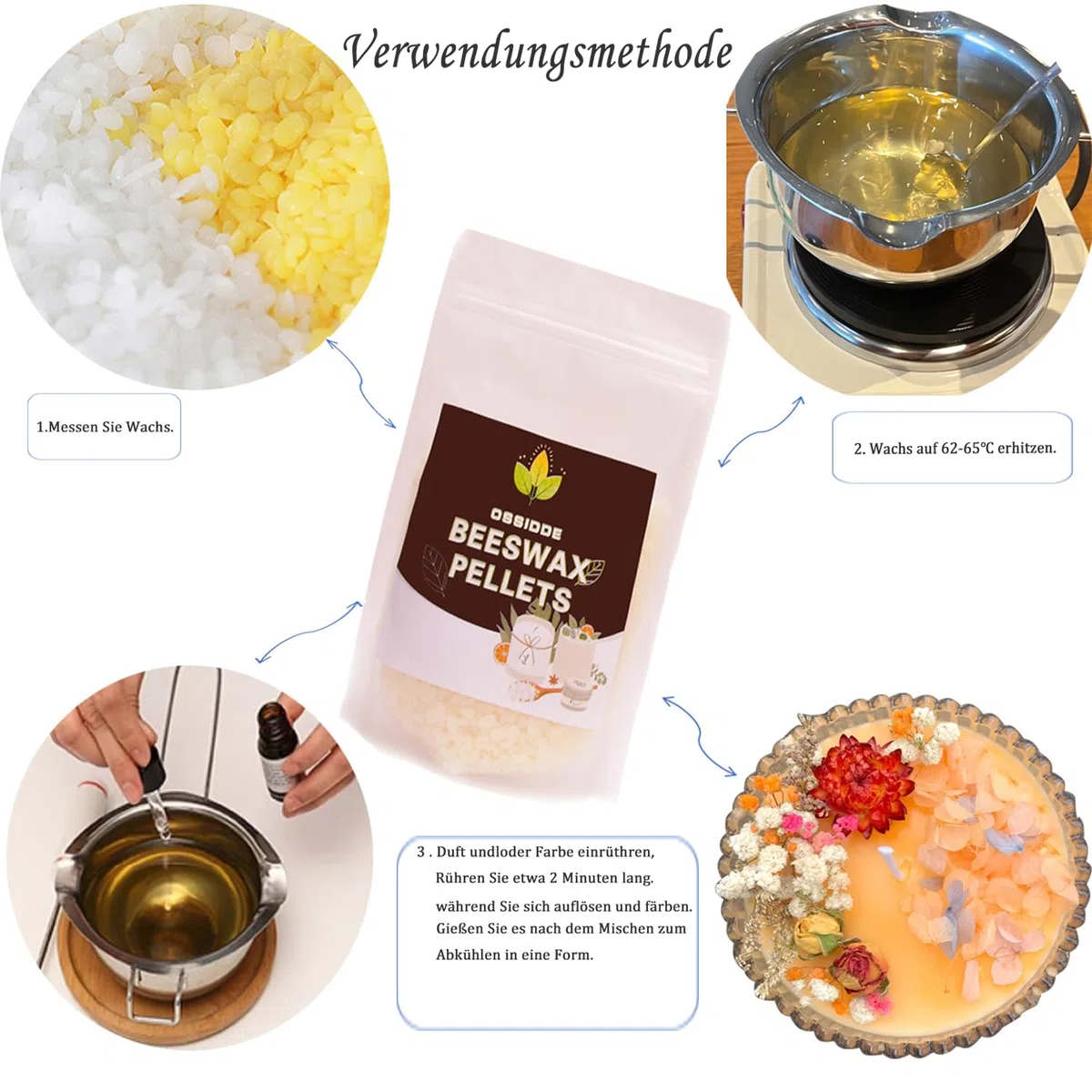 Cera de Abeja, Cera de Abeja para Hacer Velas, Pellets de Cera de Abeja Orgánica para Hacer Pintalabios Caseros(200G/1KG) (Amarilla 1000G/2.2LB)