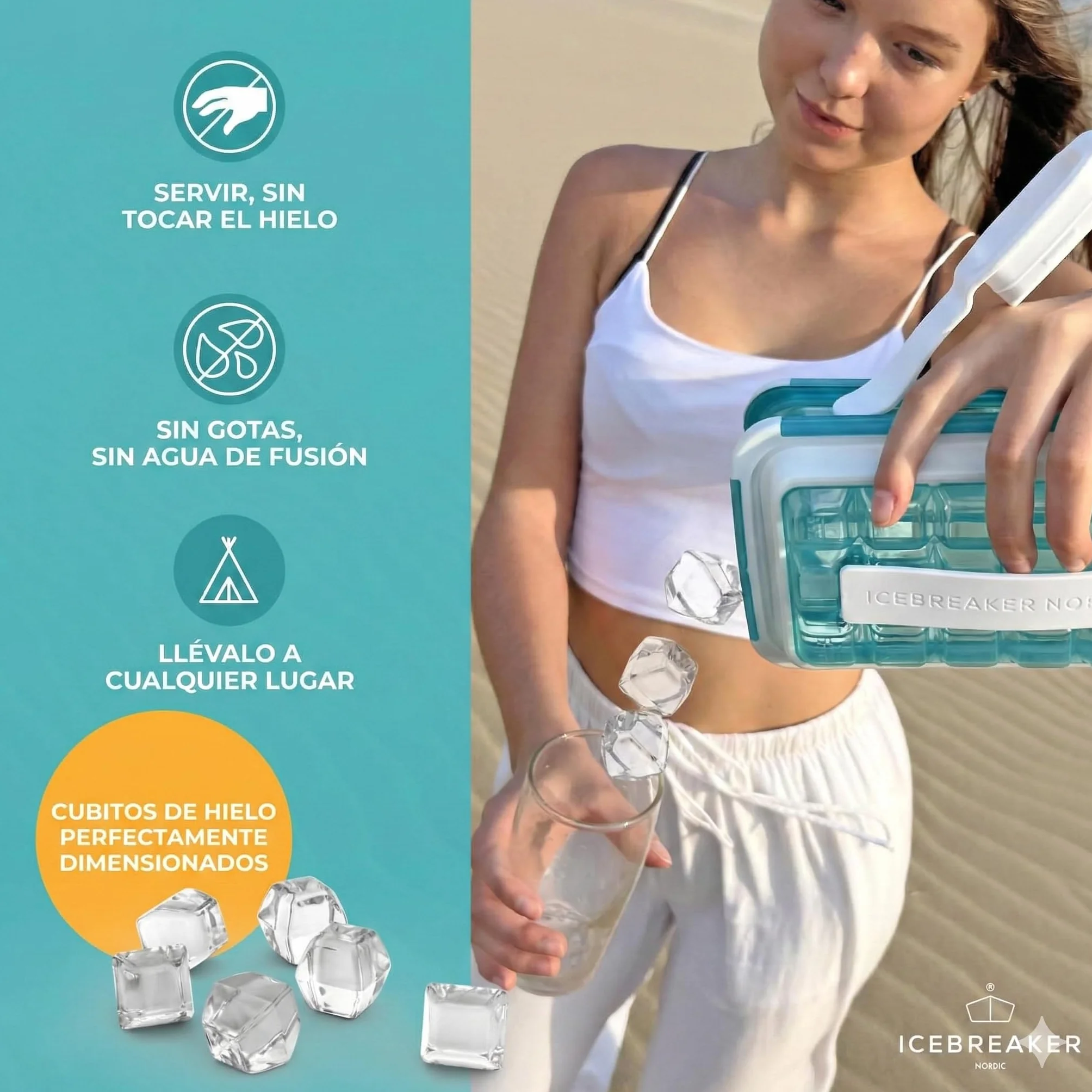 ICEBREAKER POP 2.0 Cubitera Máquina de Hielo 18 Cubitos Recipiente Silicona con Tapa