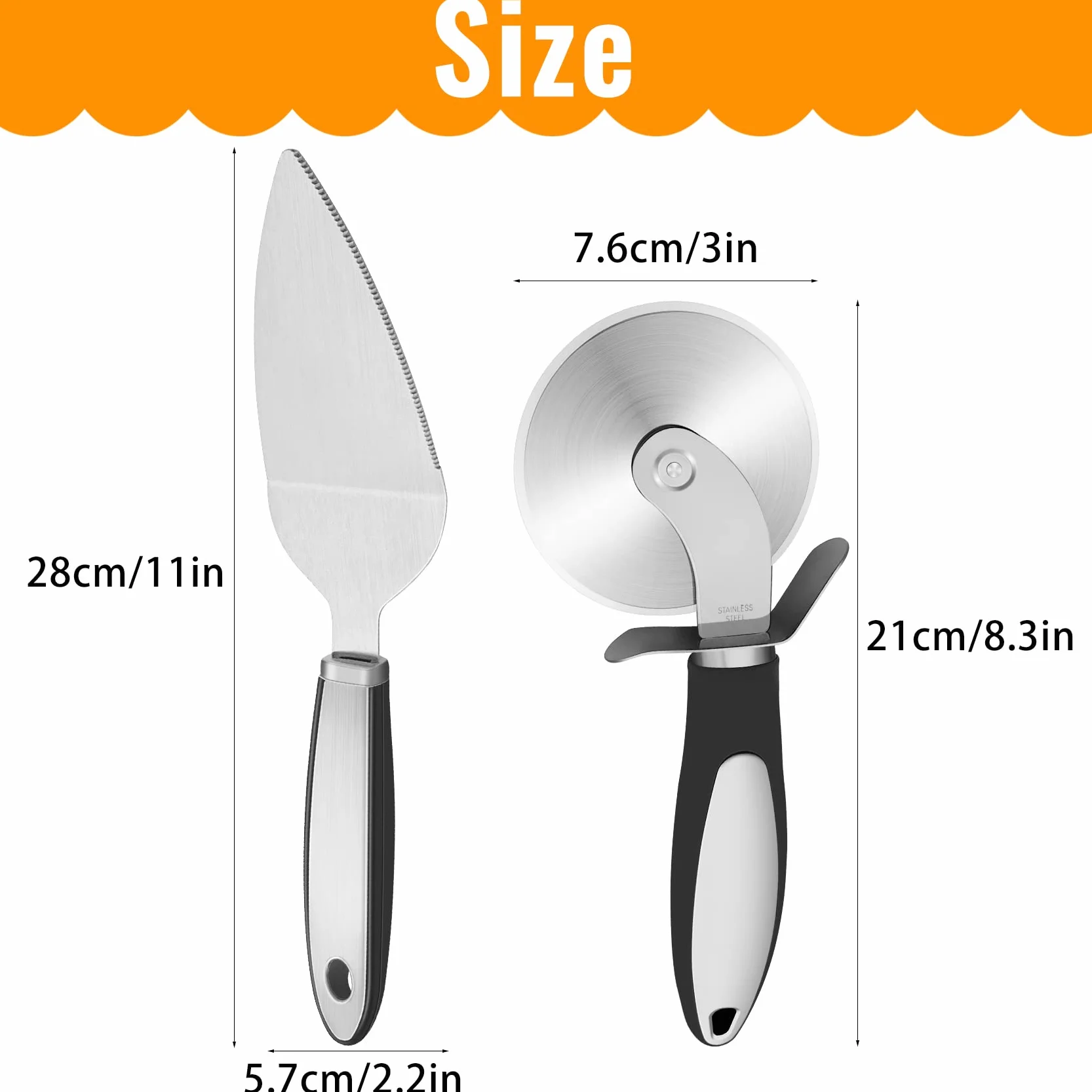 Set de Cortador de Pizza Servidor de Pizza Rueda de Pizza de Acero Inoxidable para Pizza Pastel y Pan