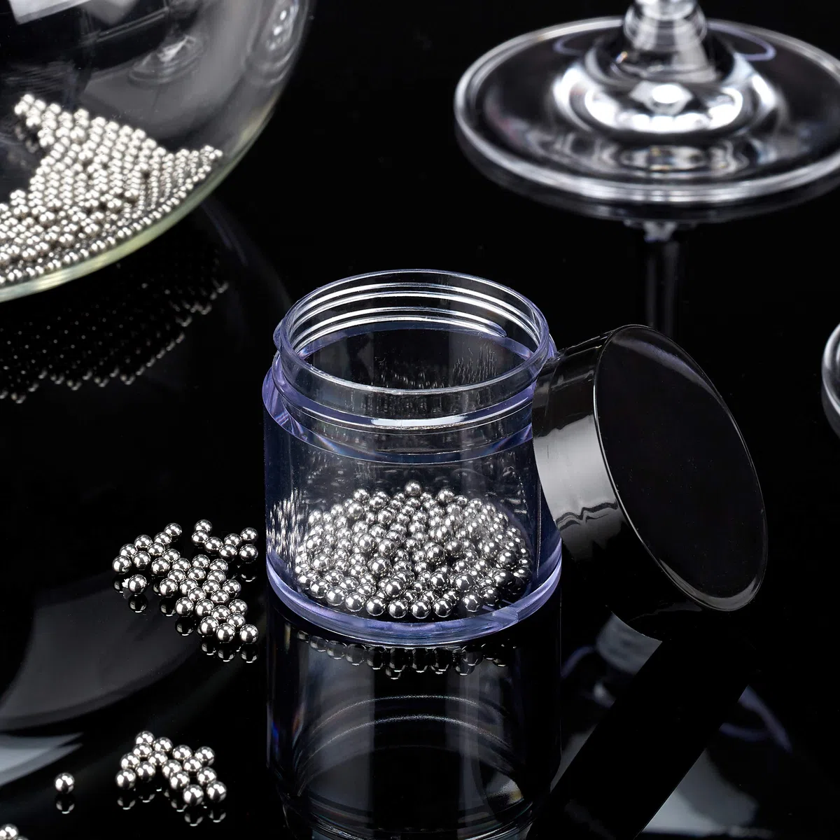 Relaxdays Kit de 1000 Bolas Limpiadoras, Perlas de Limpieza, Limpia Botellas, Decantadores, Acero Inoxidable, Plateado