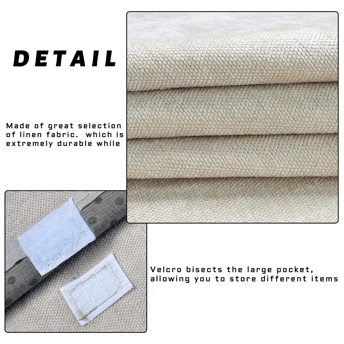 N\B NB NB Organizador para reposabrazos de sofá, organizador de mesita de noche con 5 bolsillos, soporte antideslizante para control remoto de sofá, accesorios para sillón (35 x 12.4 pulgadas, beige)