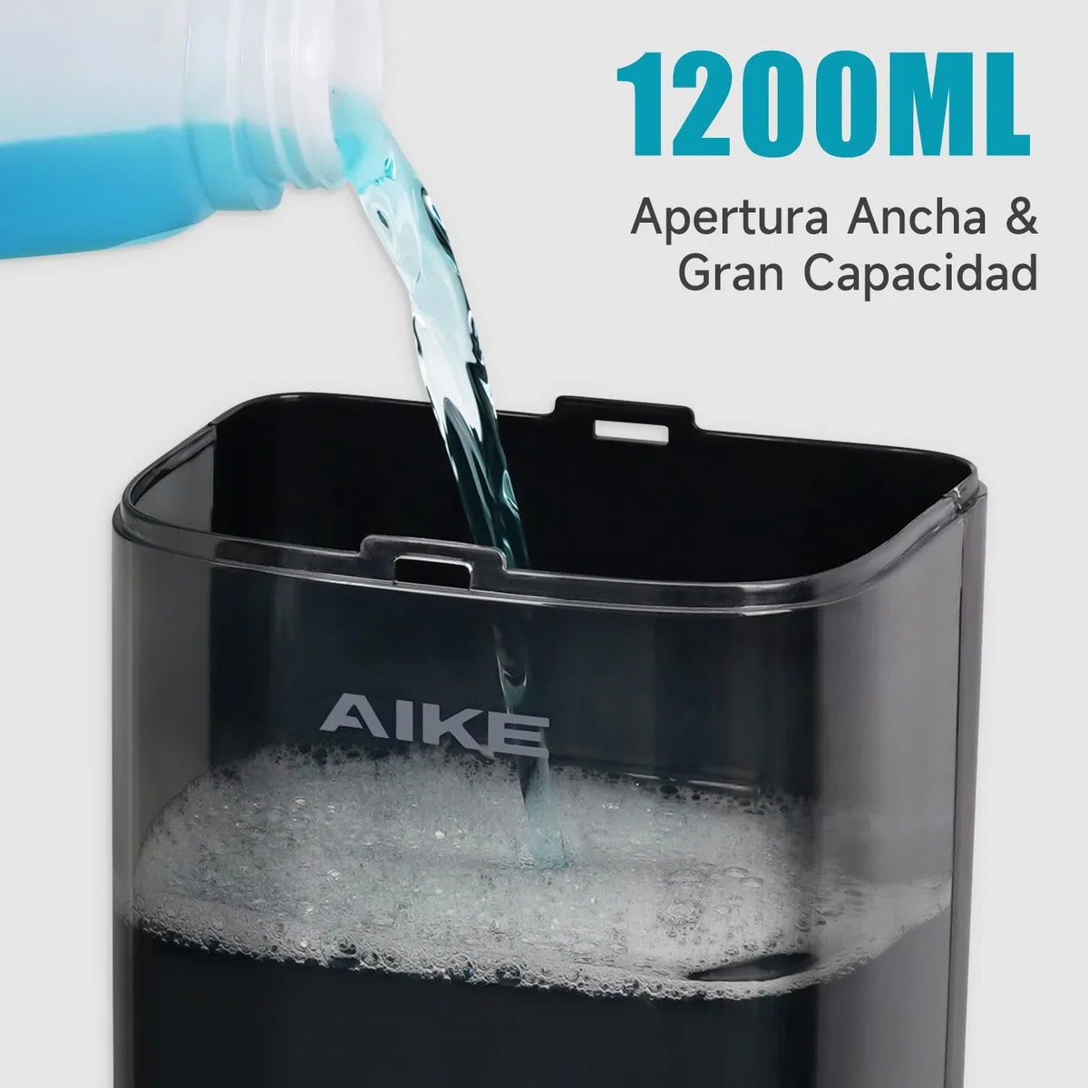 AIKE Dispensador de jabón líquido Comercial de 1200 ml, Gran Capacidad, Bomba Manual montada en la Pared con Cerradura y Ventana Transparente, Ideal para oficinas, Espacios industriales y baños