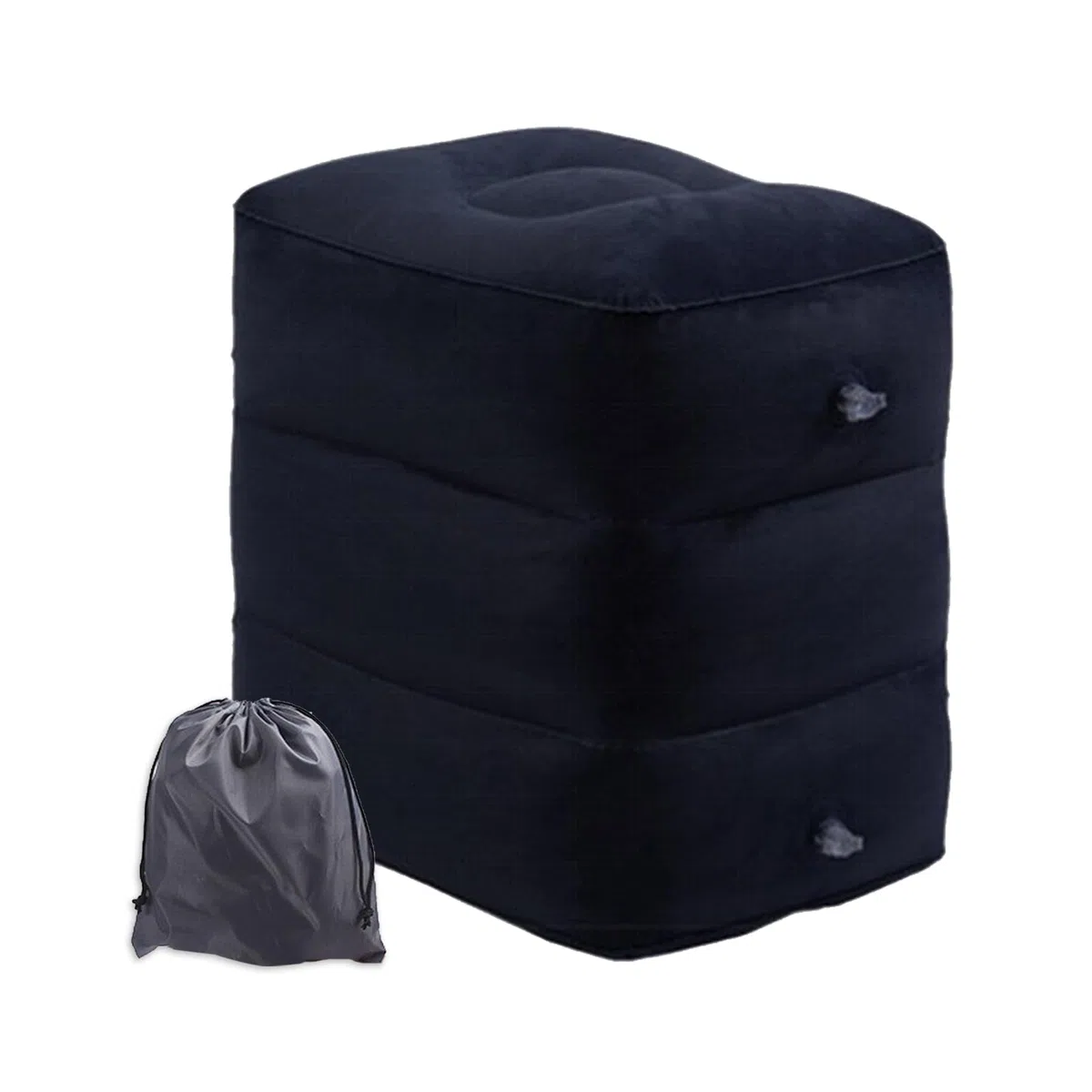 Reposapiés de viaje, cojín de reposapiés ajustable en altura, Almohada Inflable para descansar los pies en aviones, autobuses, trenes, oficina y niños, para dormir en vuelos largos (Negro)