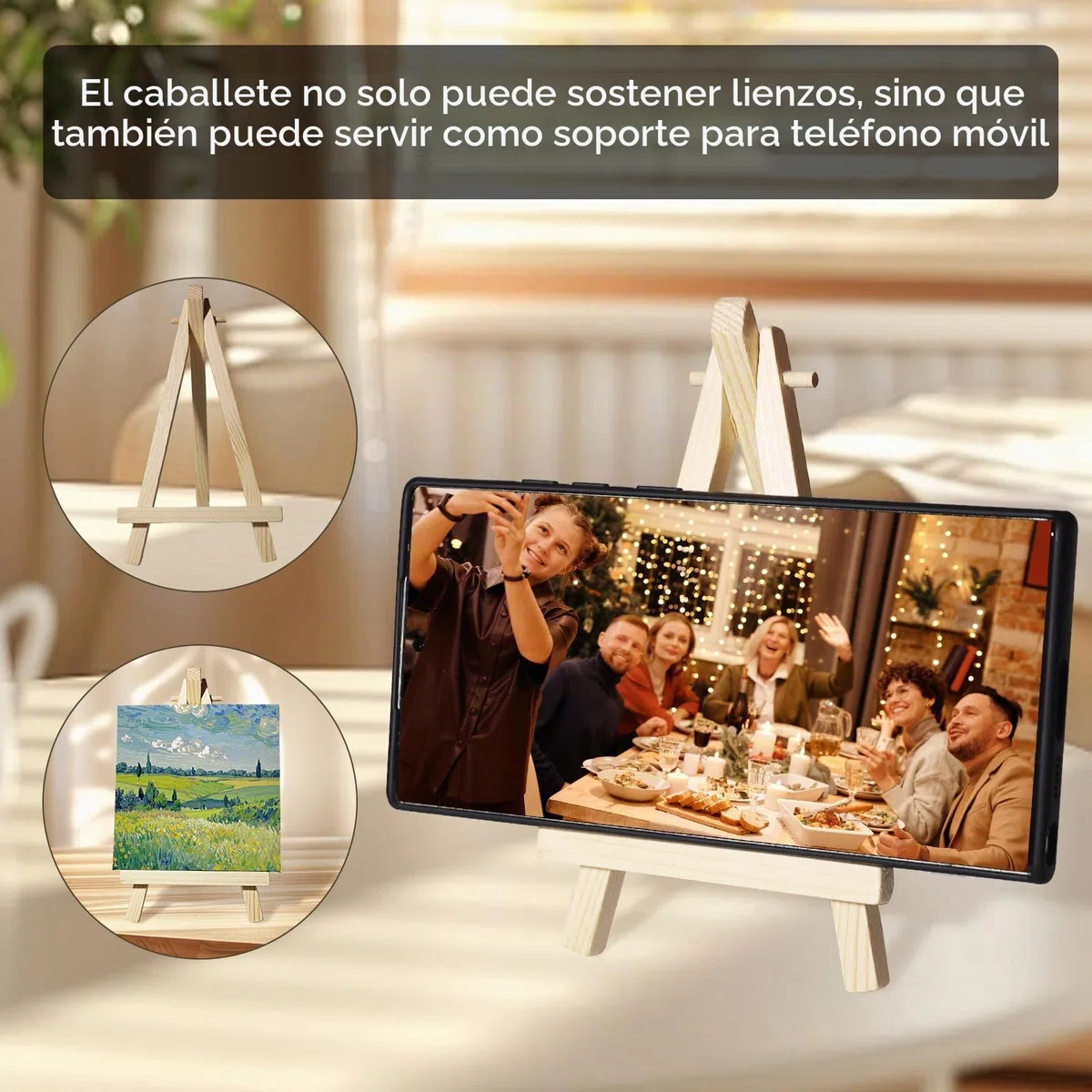 Mini Lienzos con Caballete 15 piezas Mini Soporte de Madera 9x16cm y caballete 10x10cm, trípode plegable, para DIY decoración y regalos