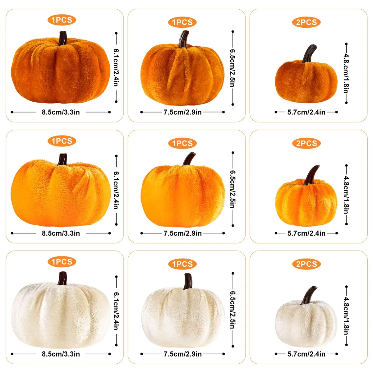 Benjia Calabaza de Felpa Decoraciones de Otoño, Mini Calabaza Pequeña, Calabazas Artificiales Falsas, Halloween, Acción de Gracias, Decoración de Mesa para el Hogar (12 Piezas, Naranja)