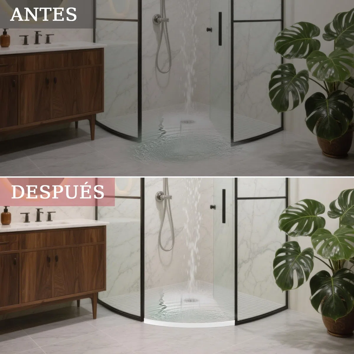 alophoty 100 cm Barrera Agua Ducha Silicona - Perfil Silicona Autoadhesiva, Borde Plato Ducha, Plegable, Impermeable, Para Mampara de Ducha, Bañera, Lavabo, Encimera Cocina