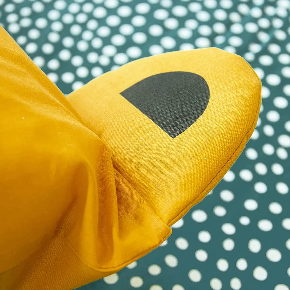 CÔTE DECO Juego de cama infantil reversible, león, verde y amarillo, funda nórdica de 140 x 200 cm y 1 funda de almohada de 63 x 63 cm, 100% algodón