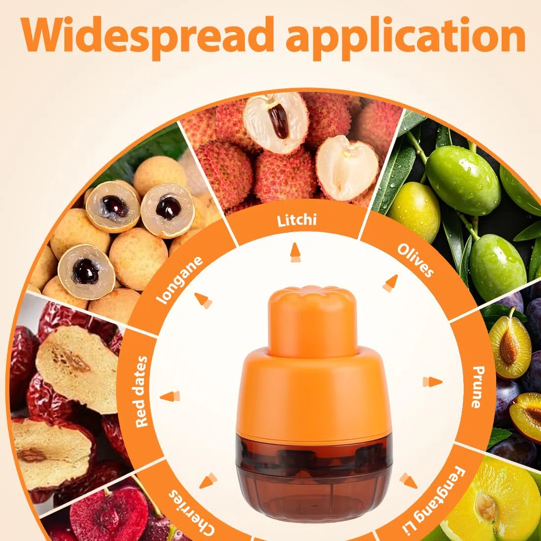 GXGM Deshuesado de Cerezas, Quita Huesos de Cerezas, Fácil Apretar Eliminación Con 7 Deshuesadores Rápida Piedras Frutas Herramienta Core Semillas para Hacer Pastel Cereza (Onaranja)