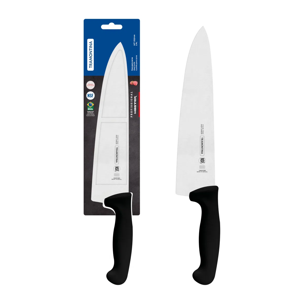 Tramontina Cuchillo Carnicero de Acero Inoxidable Professional Negro NSF 25 cm