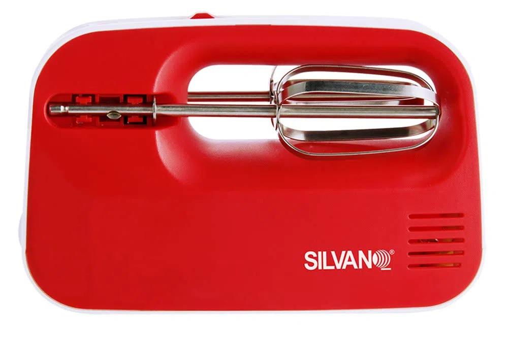 Batidora de Varillas Eléctrica con 3 Niveles de Velocidad y una Potencia de 170-200W - Función Turbo - Mango Ergonómico - Ideal para Repostería y para Montar Claras y Nata - Color Rojo y Blanco