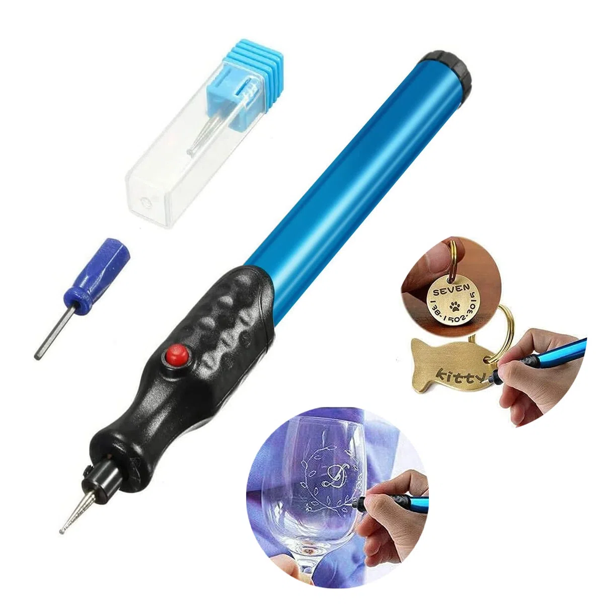Towwoo Bolígrafo de Grabado, Bolígrafo Portátil de Grabado con Punta de Diamante, Herramientas de Grabado Inalámbricas de Aluminio para Grabar en Joyería, Madera, Vidrio, Metal, Plástico, Cerámica