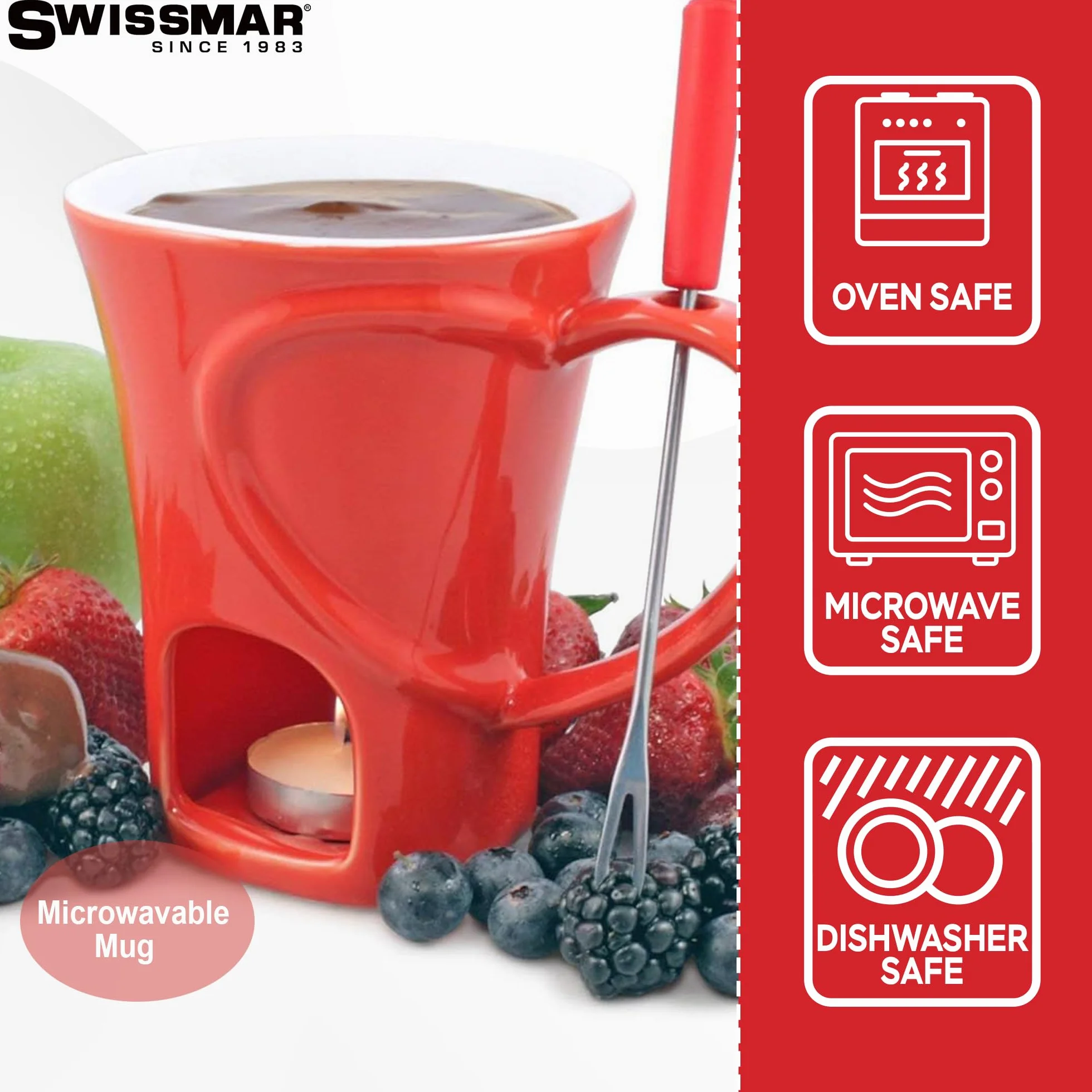 Swissmar F12066 4-Piece Sweetheart Chocolate Fondue Mug Set by Swissmar