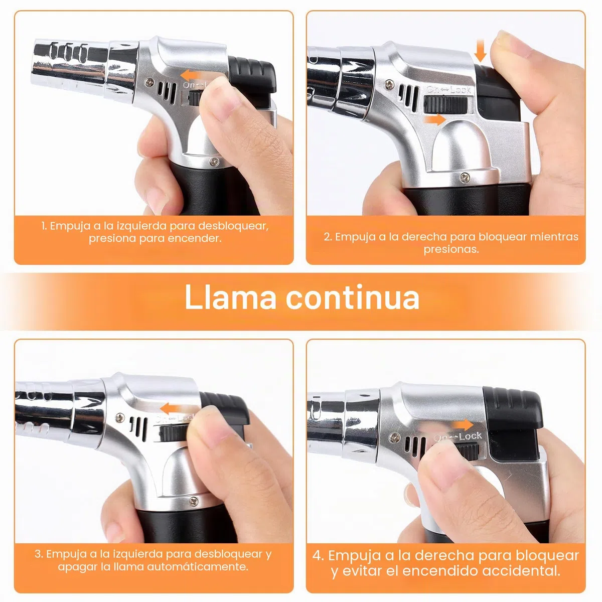 Soplete Cocina Recargable, Antorcha Butano Encendedor, Quemador de Flambeo, Mini Culinario Soplete con Cerradura de Seguridad para barbacóa Brulée Crema Cámping (Gas no Incluido)