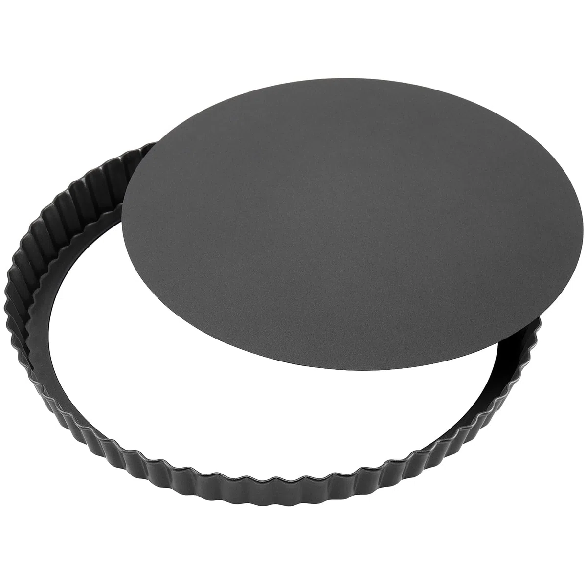 2 moldes para tartas de 28 cm con base elevadora, molde grande para quiche, antiadherente, acero al carbono, molde para tartas, quiche, pastel de frutas