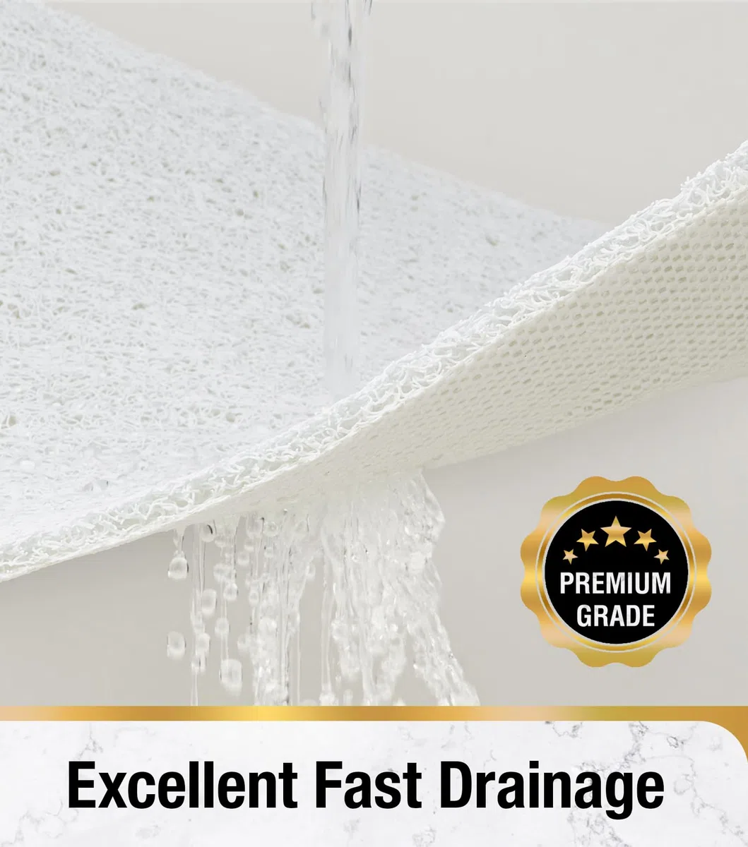 HITSLAM Alfombra Ducha Antideslizante, 88 x 40cm Largo Alfombra de Bañera Antideslizante, Loofah de PVC Suave Alfombra Baño, Sin Ventosa Alfombrilla Bañera, Secado Rápido y Resistentes al Moho, Blanca