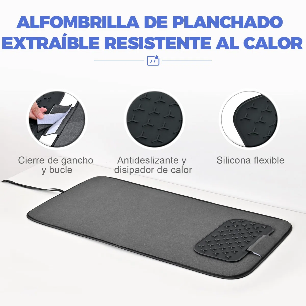 KINGRACK Alfombrilla de Planchado, Alfombra de Planchar para Plancha de Vapor, Alfombrilla de Planchado para Mesa, 79 x 42 cm,Negro