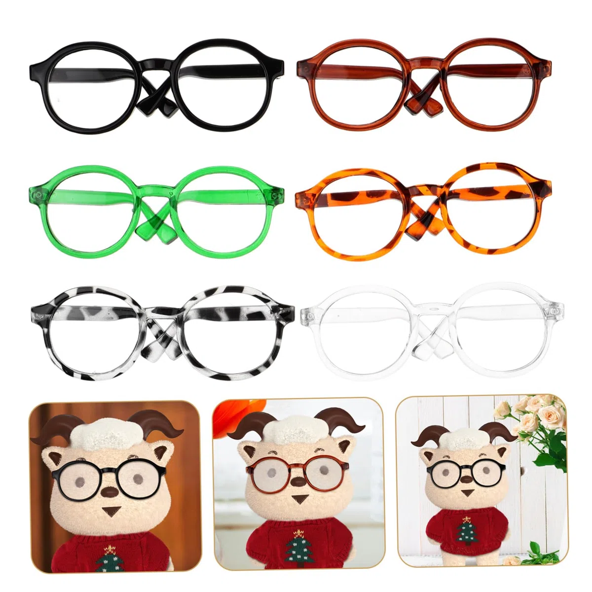 VICASKY 6 Piezas Gafas de muñeca anteojos en Miniatura anteojos de muñeca en Miniatura Gafas para muñecas Gafas de Juguete Accesorios para Vestir muñecas muñeca Gafas Adornos el plastico