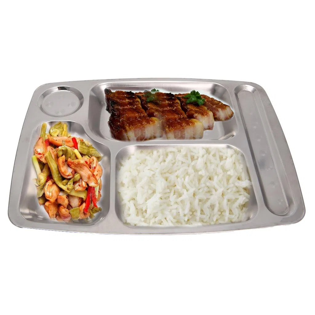 Bandeja para Cena Dividida en Acero Inoxidable Plato para Comida en contenedor para Comida 4/5/6 Sección-02