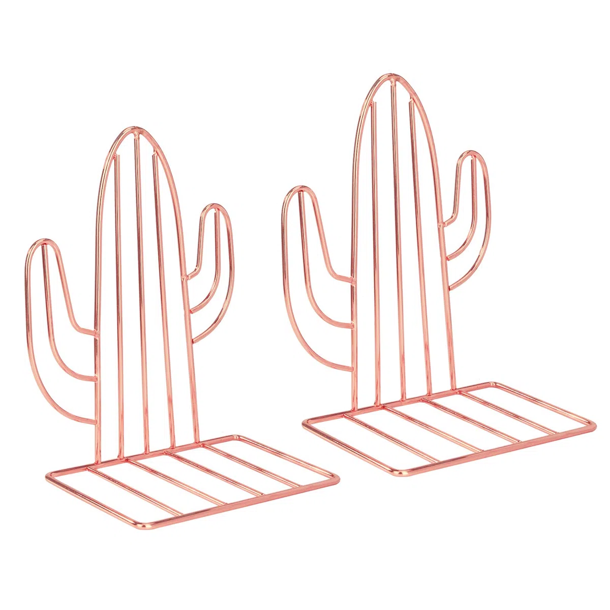 Sujetalibros de Metal, Cactus Sujeta Libros Tapón Antideslizante Soporte Hierro Sujetalibros para Organizar Libros Revistas para Escritorio, Oficina, Decoración del Hogar 2 PCS (Oro Rosa)