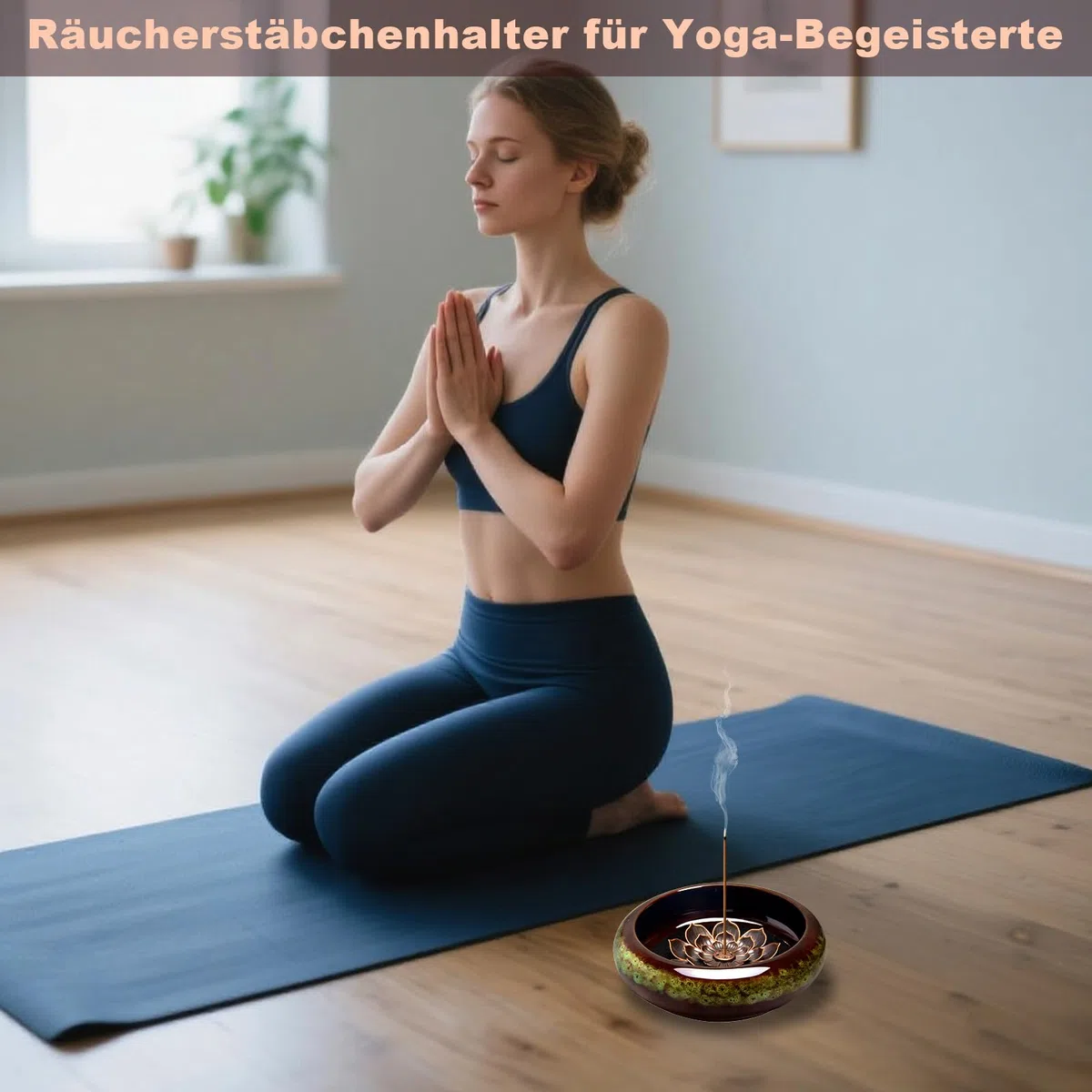 Portaincienso con diseño de Loto Desmontable: incensario fácil de Limpiar para meditación y Yoga-Cuenco de cerámica para Incienso en Varillas, Conos y espirales-Regalos Decorativos (Verde)