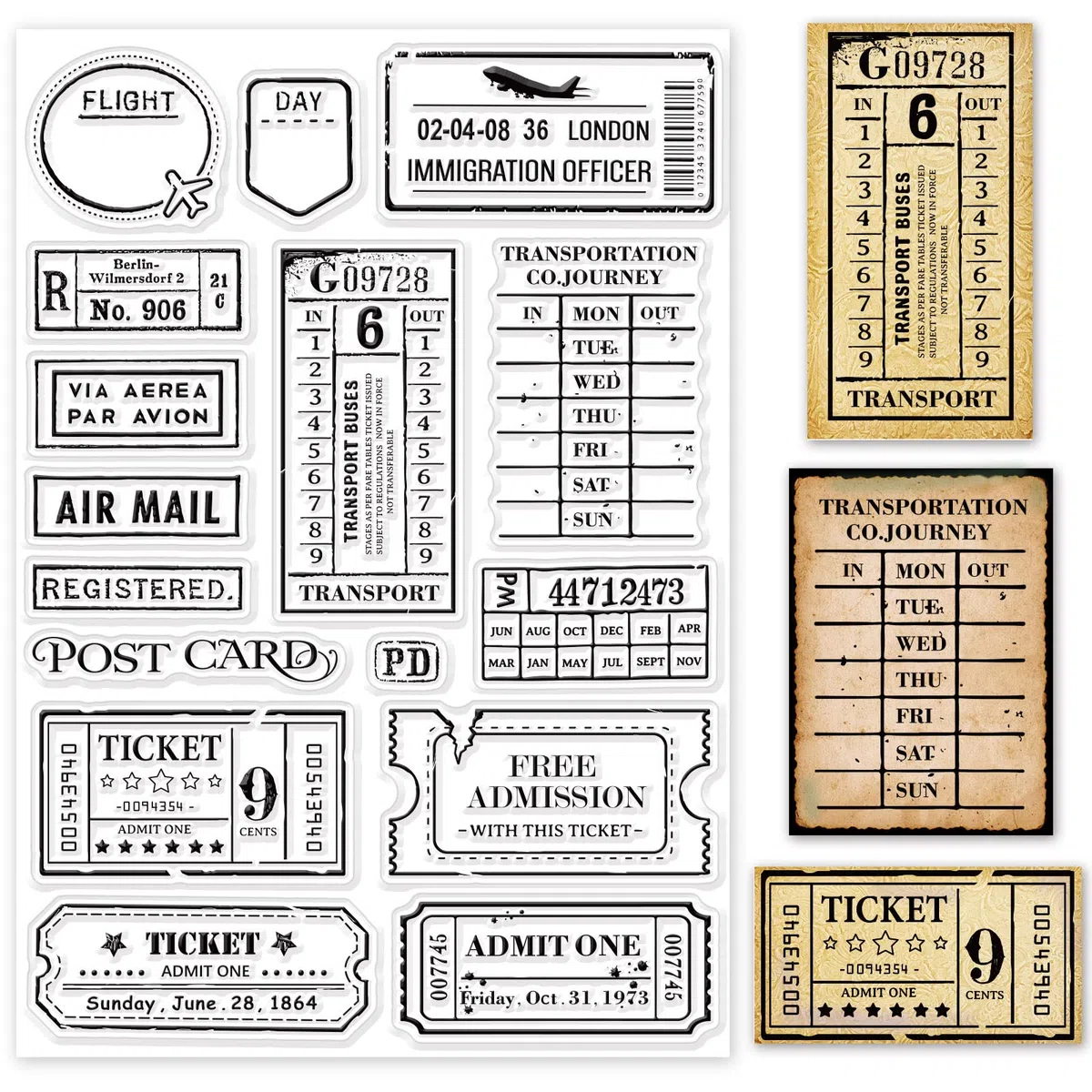 GLOBLELAND Sellos transparentes de silicona para viajes en tren aéreo, sellos transparentes para hacer tarjetas, álbumes de recortes, álbumes de fotos, álbumes de fotos, decoración de