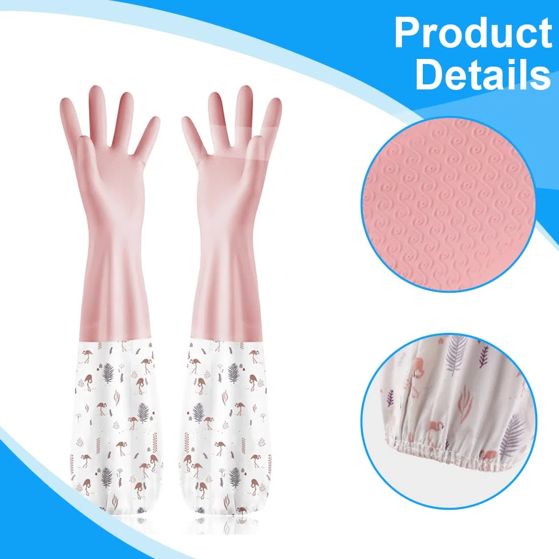 XPEX 2 Pares De Guantes De Cocina Antideslizantes Largos,Guantes De Goma Para Cocina,Lavado De Platos,Limpieza De Lavandería Doméstica