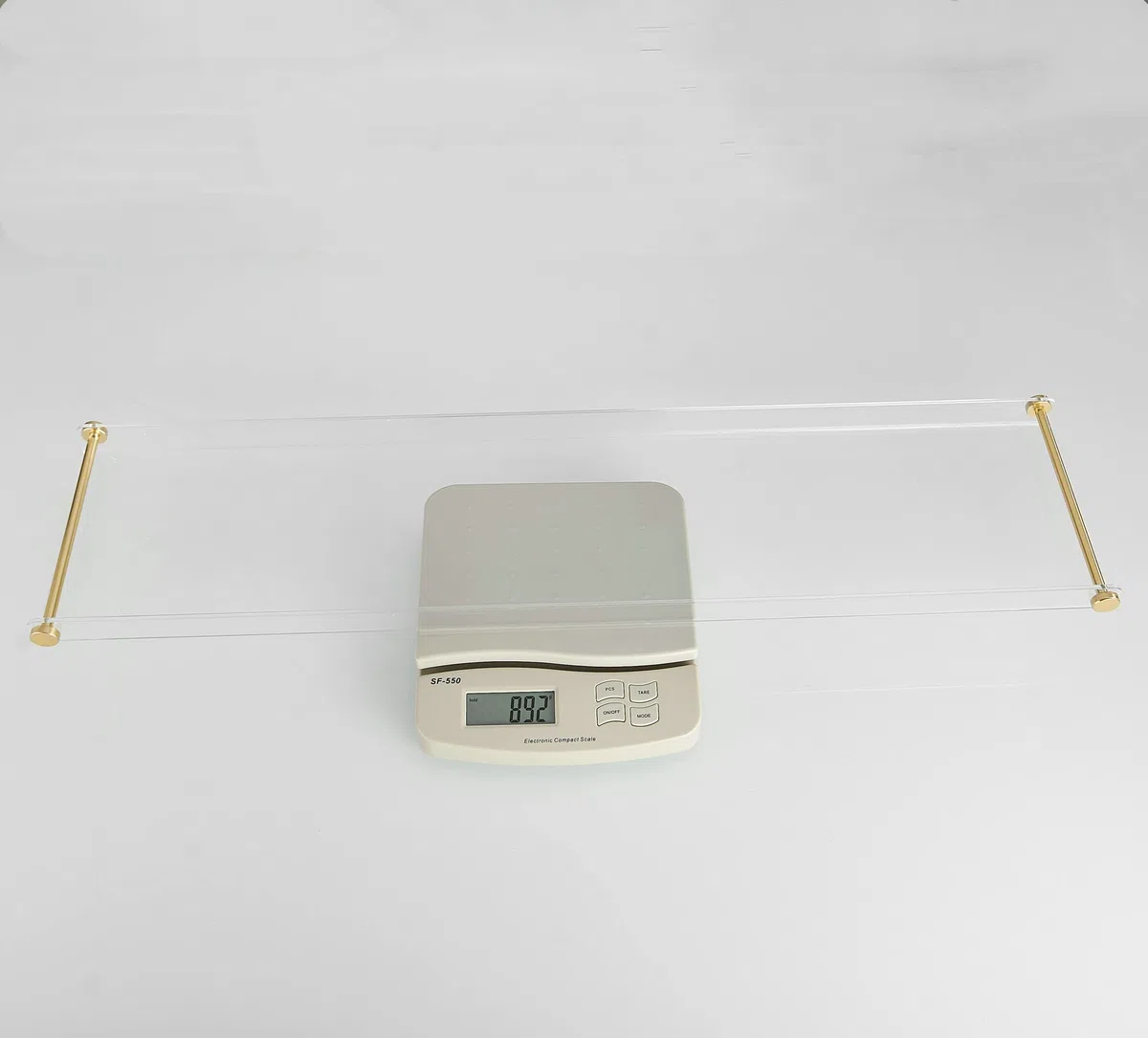 Beelee Estante de Bandeja de bañera - Estante de Bandeja de acrílico Transparente, con Pista Dorada, para Colocar Libros, teléfonos, Velas, Vin - Accesorios de baño Impermeables Caddy, BA0011G