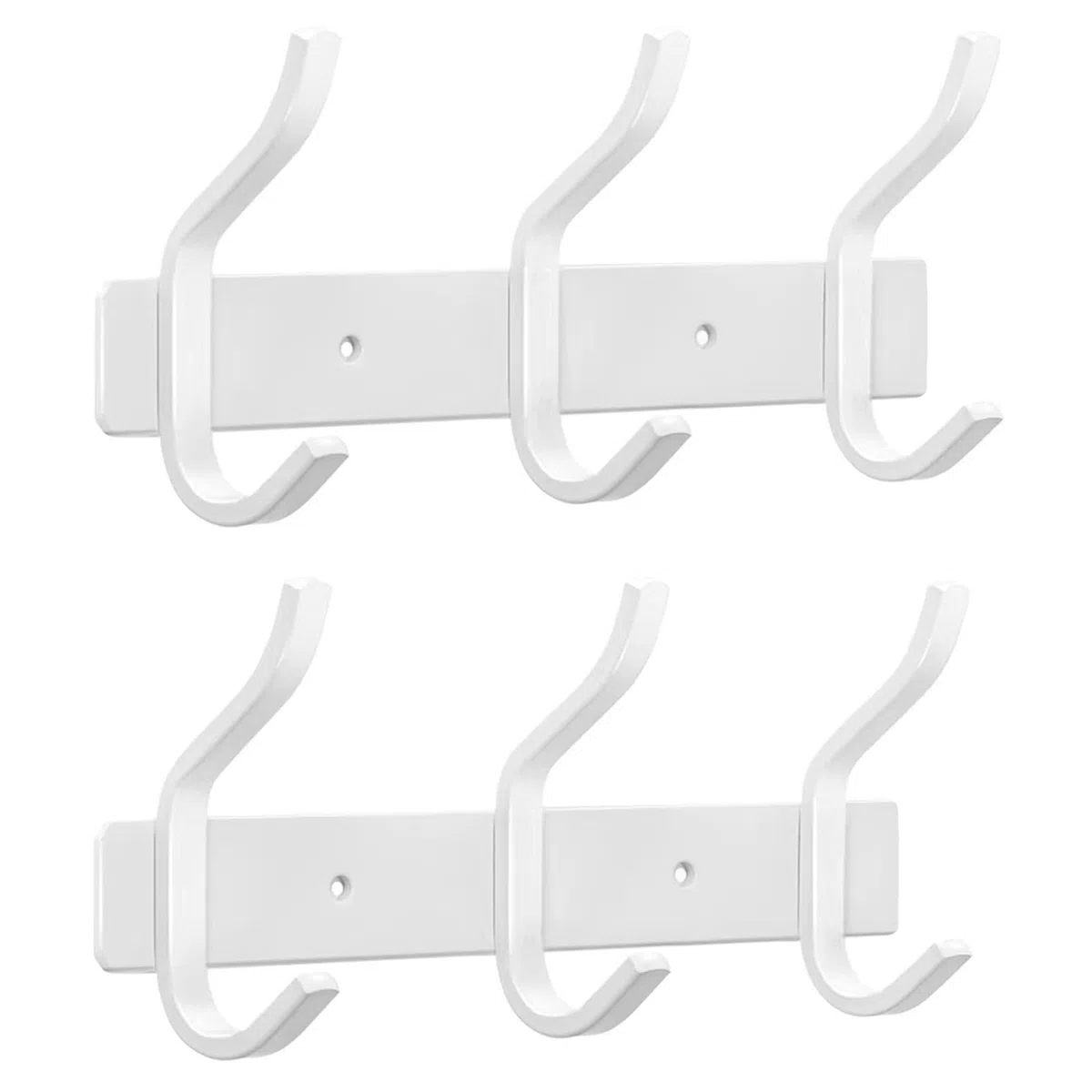 YUNISS Percheros Pared, Ganchos para Abrigos Acero Inoxidable, Perchero de Pared con 6 Ganchos para Dormitorio, Baño, Cocina (3 Ganchos, 2 Piezas, Blanco)