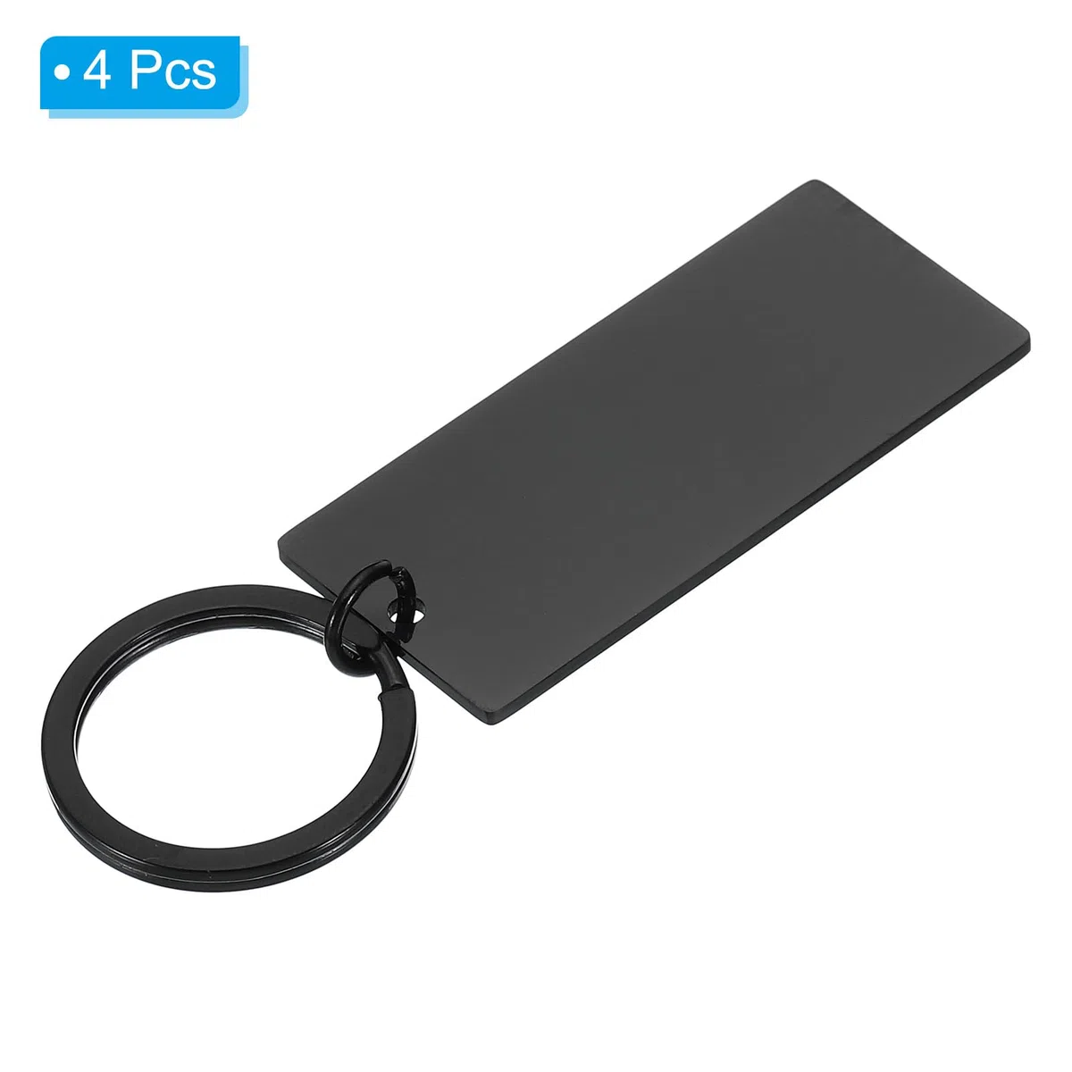 PATIKIL 4 Pcs de Placas de Estampado de Metal, Placas de Estampado de Rectángulo para Llaveros en Acero Inoxidable para Grabado Laser, Negro