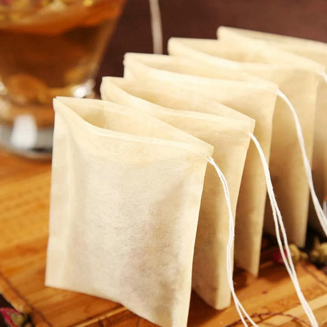 Lote de 600 bolsas de filtro de té desechables, bolsa de té de material natural con cordón de sujeción vacío para té a granel (5 x 7 cm)