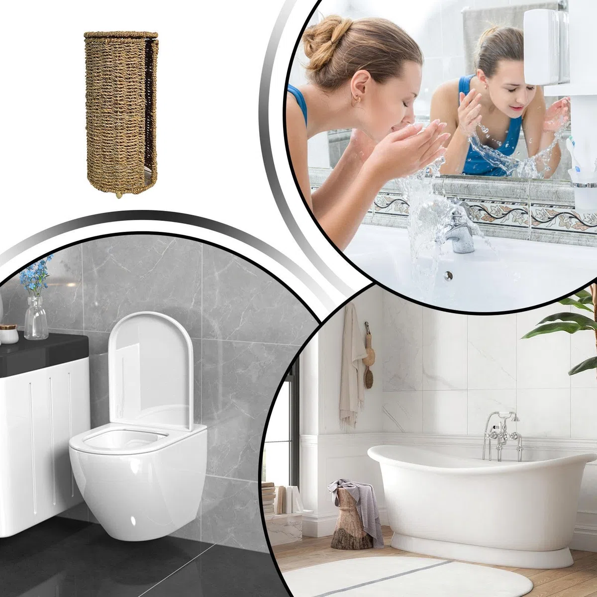 Organizador De Papel Higiénico | Cesta Tejida Natural Hecha A Mano,Cesta De Almacenamiento para Papel Higiénico | para Baño, Hogar, Aseo, Tocador, Armario, Ropero, Lavadero, Cabaña,