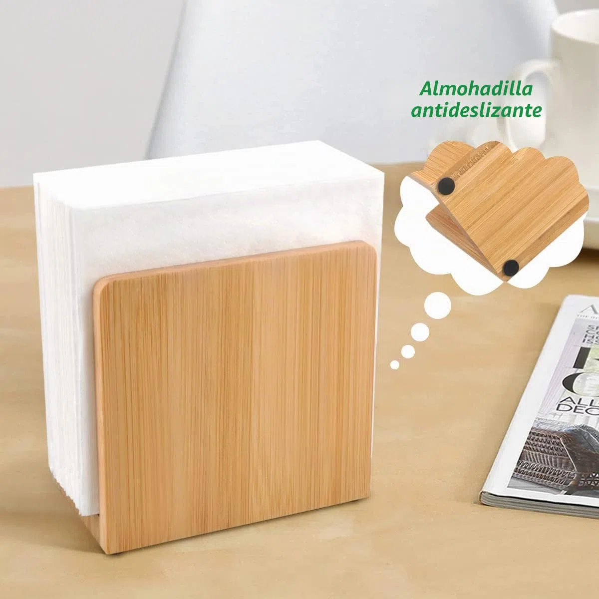 Servilletero de Bambú Vertical para Bar,Porta Servilletas Papel de Madera de Pie Pequeño para Mesa Coctel,Dispensador Servilletas para Cocina,Rustico Soporte Servilletas (Madera-Vertical)